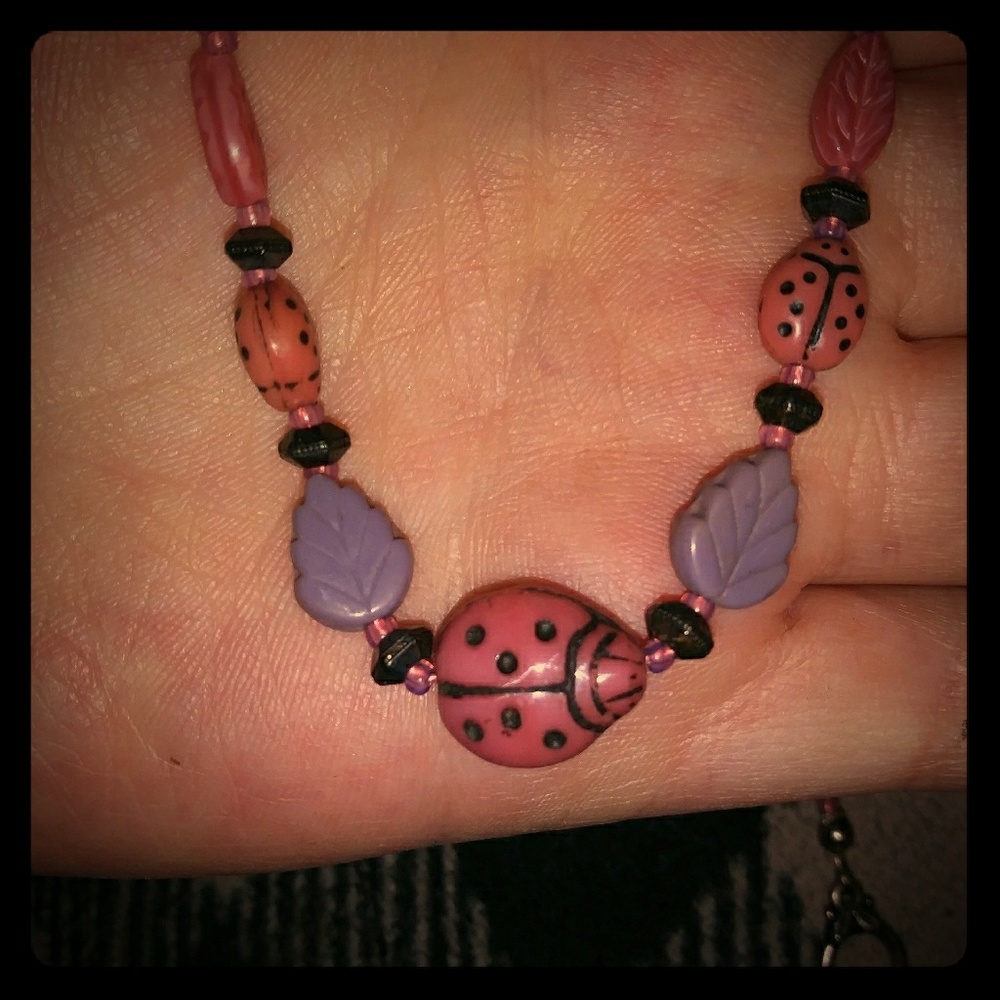 Vintage Ladybug Beaded Necklace